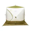 Палатка КУБ 4 Premium 2,1 x 2,1 м (трехслойная), 2 двери, белый/олива