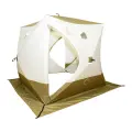 Палатка КУБ 4 Premium 2,1 x 2,1 м (трехслойная), 2 двери, белый/олива