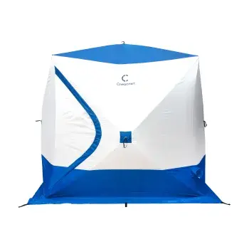 Палатка КУБ 4, 2,15x2,15 м, трехслойная, бело-синяя, Следопыт