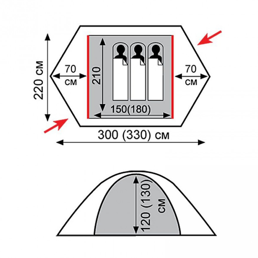 Палатка Tramp Rock 3 v2, зеленый