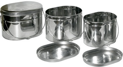 Набор низких котелков - 3 шт. (7,5; 9,5; 12,5 л.) с крышками, Матрешка, крышки без ручек