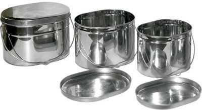 Набор низких котелков - 3 шт. (7,5; 9,5; 12,5 л.) с крышками, Матрешка, крышки с ручками