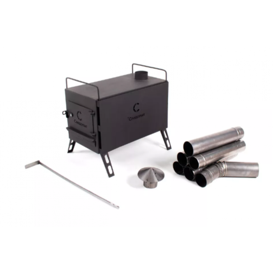 Печь походная Heavy средняя (с экранами, угловыми трубами, грибком), сталь 2 мм, Следопыт